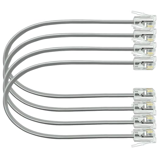 NECABLES 4Pack 8 Inch Short Telephone Cord Phone Cable Wall Phone Cord by NECABLES