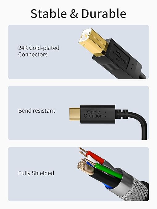 CableCreation USB C Printer Cable 1 m, Printer Cable USB C to B, Scanner Cable - Image 5