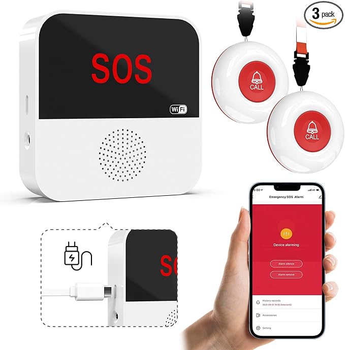 WiFi Rechargable Smart Wireless Caregiver Pager Call Button System Nurse by SANJIEGuardSecurity
