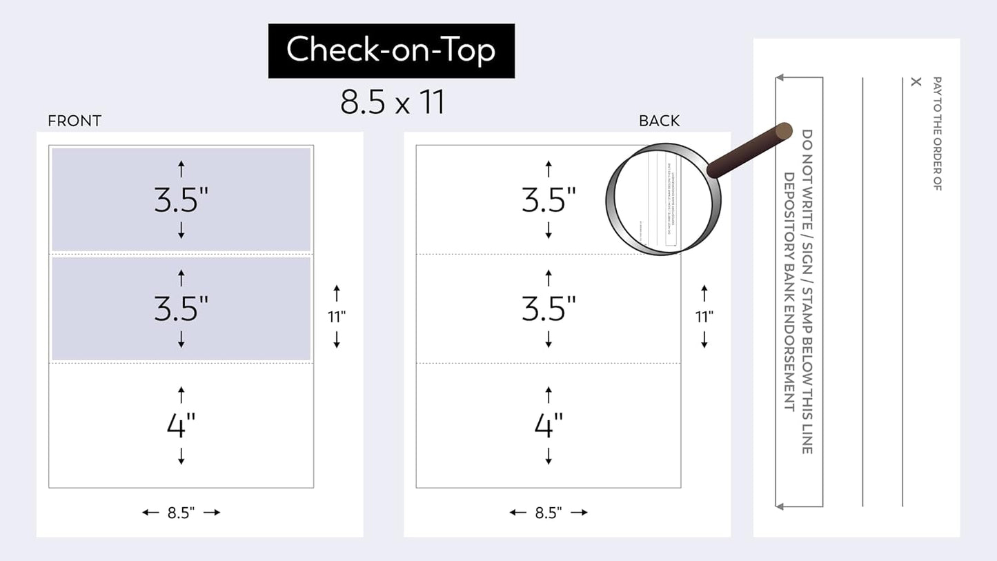 Compuchecks Check on Top Blank Check Paper - 1000 Pack, Quick-Books & Laser Printer Compatible - Security Business Checks with Voucher - 8.5" x 11" Gold Pinstripe