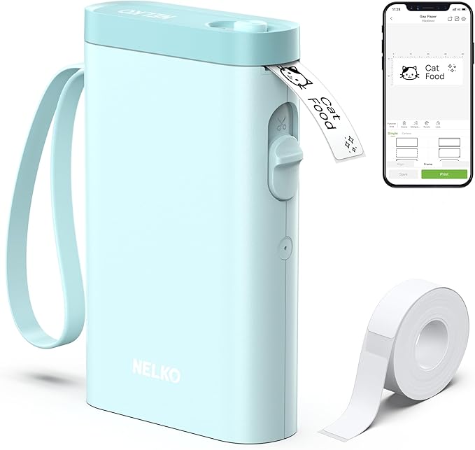 Nelko Label Maker Machine with Tape, P21 Bluetooth Label Printer, Wireless Mini by NELKO
