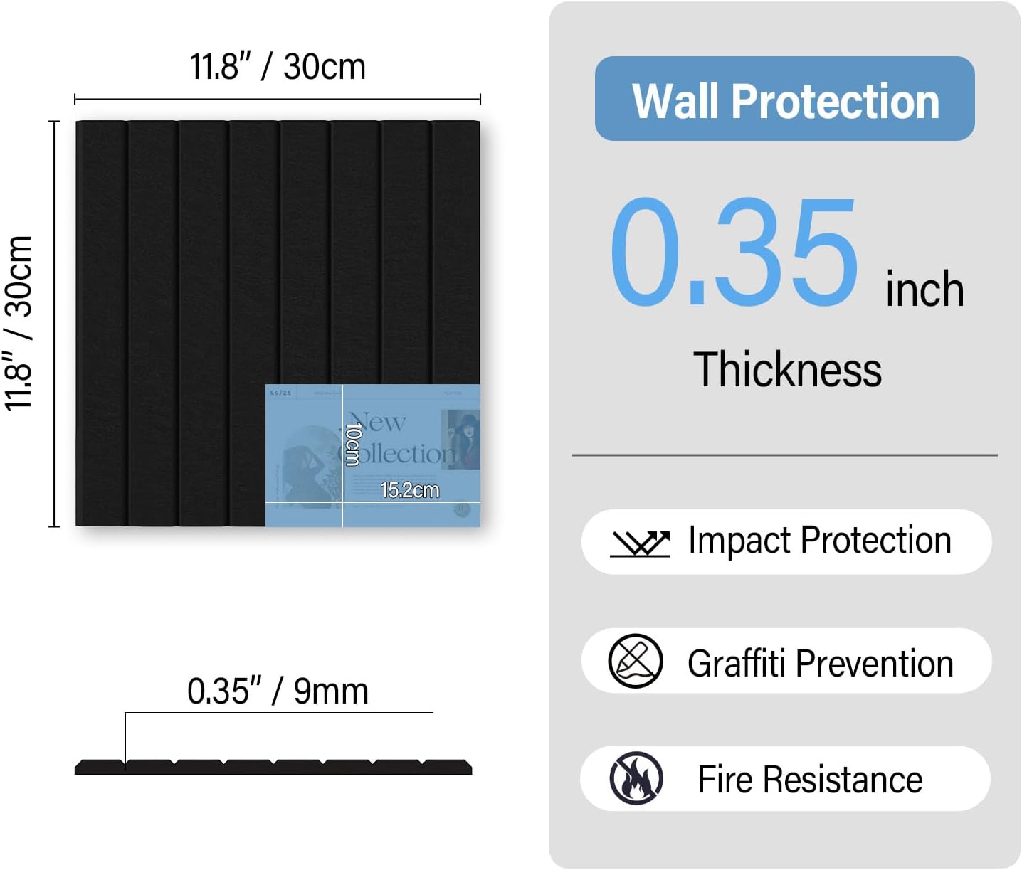 Large Cork Boards for Walls – 48 x 36 Self Adhesive Felt Wall Tiles, Ideal for Office Black Bulletin Board, Easy to Install Pin Board Photo Board