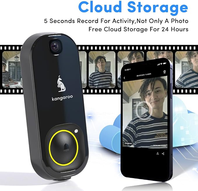 Kangaroo Wireless Doorbell+Chime, HD Camera, Easy Setup, Battery Power - Image 6