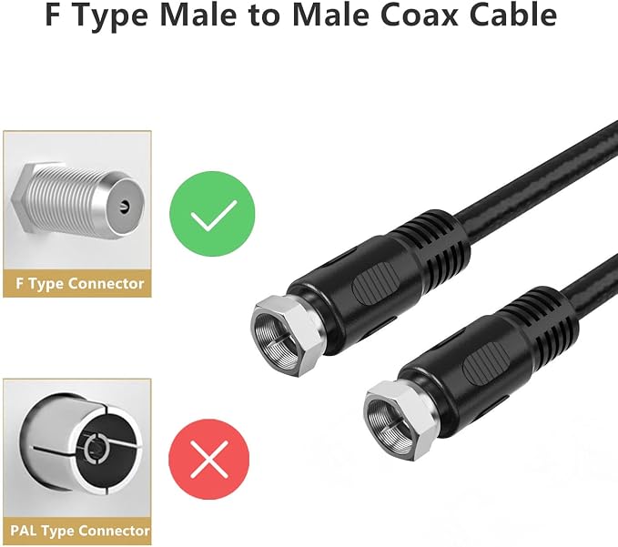 Short Coaxial Cable, 1ft Coax Cable RG6 F Cord 75 Ohm - Image 6