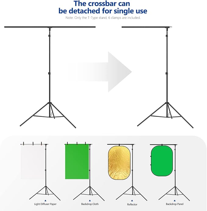 Neewer T-Shaped Background Backdrop Support Stand Kit, 8.5ft/2.6m Tall - Image 6