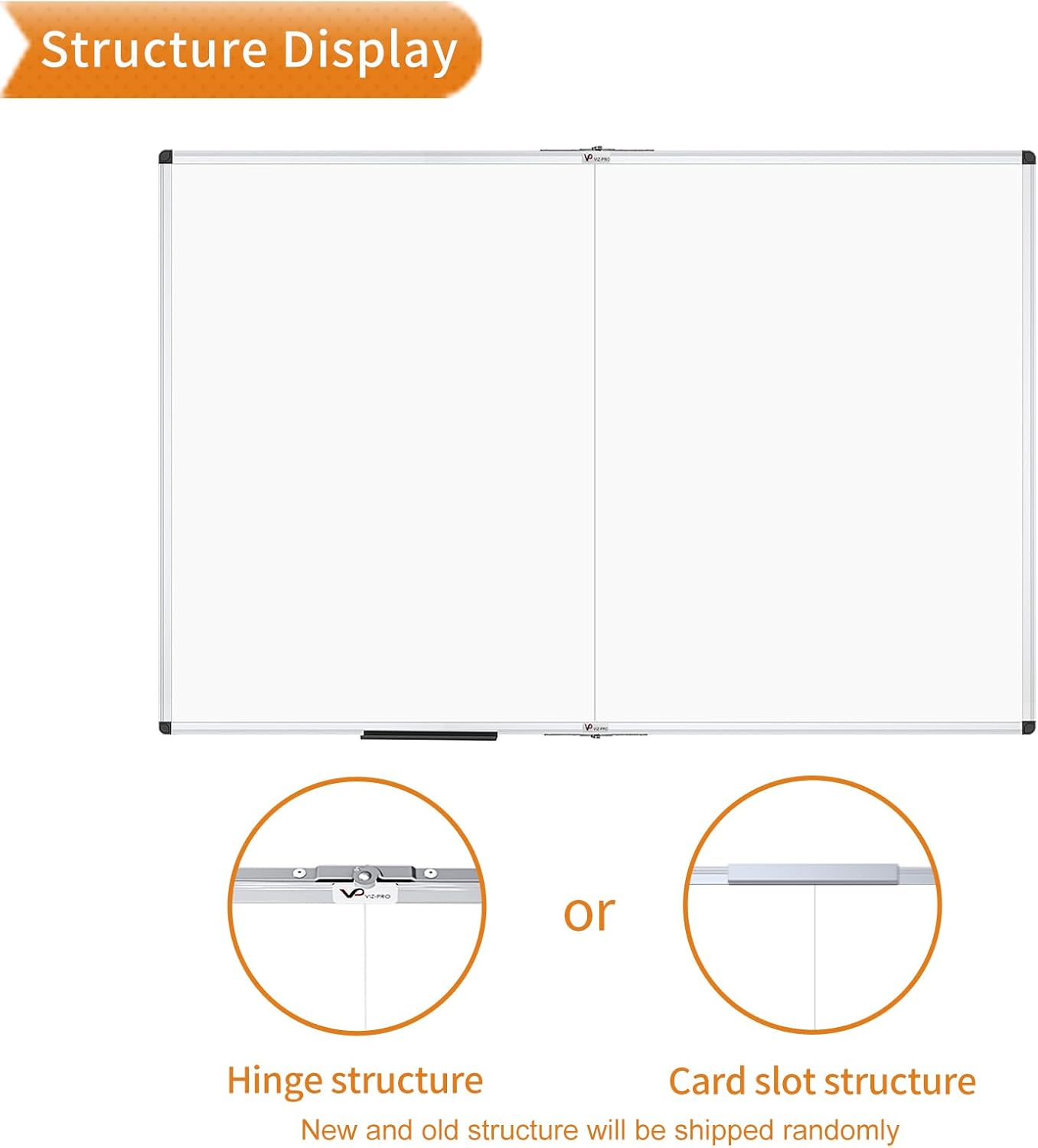 VIZ-PRO Magnetic Dry Erase Board, 60 X 36 Inches, Foldable Wall-Mounted Whiteboard with Silver Aluminum Frame & Marker Tray for School Office and Home 5' X 3'
