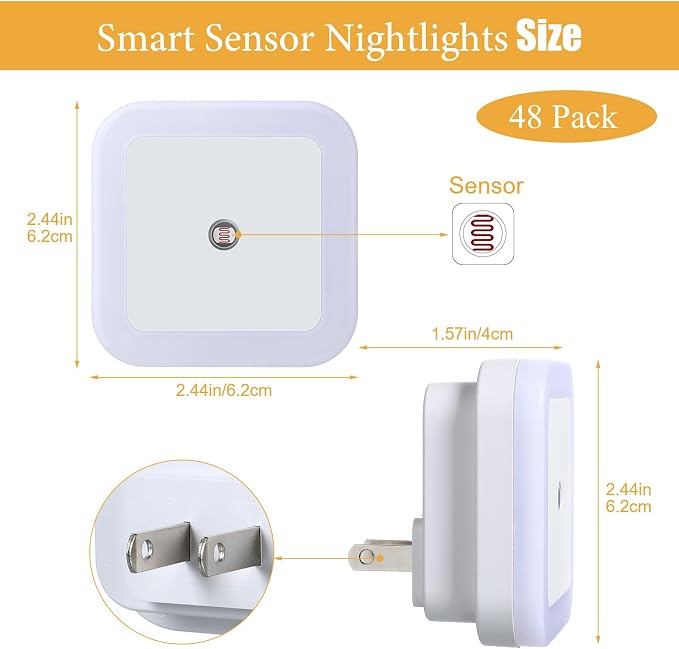 Tuanse LED Night Lights Plug into Smart Sensor Automatic Night Lamp Nightlights - Image 2