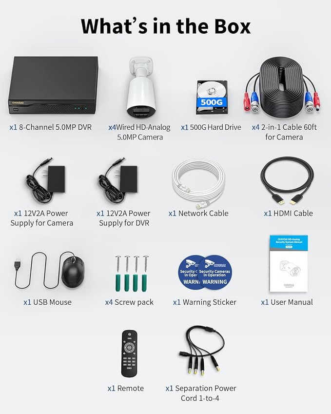 《5MP Super HD & 80ft IR Night Vision》Wired Security Camera System Outdoor - Image 7