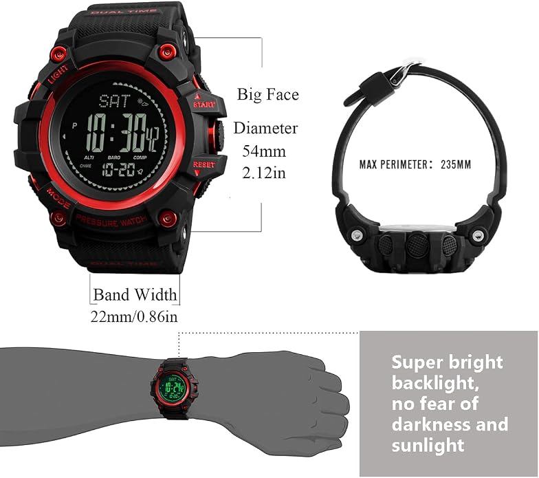 Watch Compass, Altimeter Barometer Thermometer Temperature, Military Army - Image 6