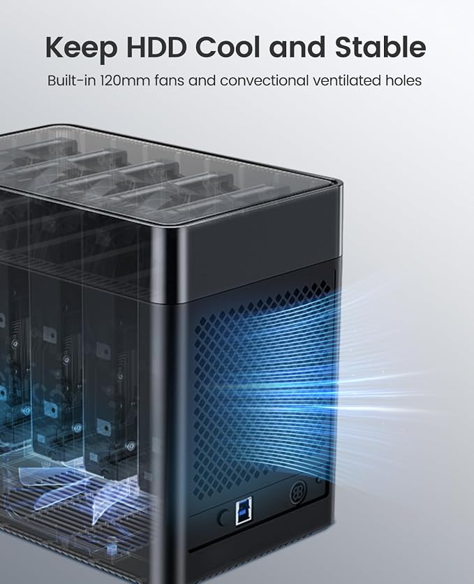 ORICO 5 Bay Hard Drive Enclosure USB 3.0 to SATA Magnetic Tool-Free External - Image 5