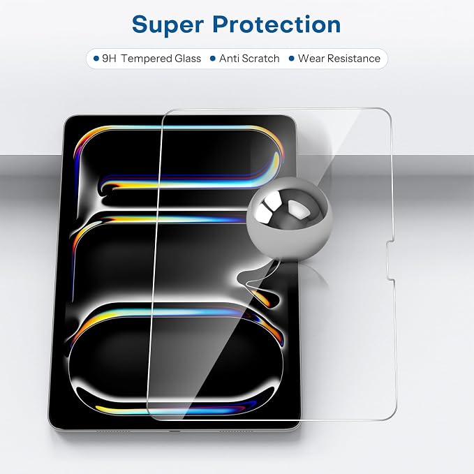 SPARIN Screen Protector for iPad Pro 11 Inch 2025/2024 M5 M4, 2 Pack Tempered - Image 4
