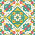 IVN Teal Yellow Floral Peel and Stick Floor Tiles 12x12 Inch 10PCS by IVN