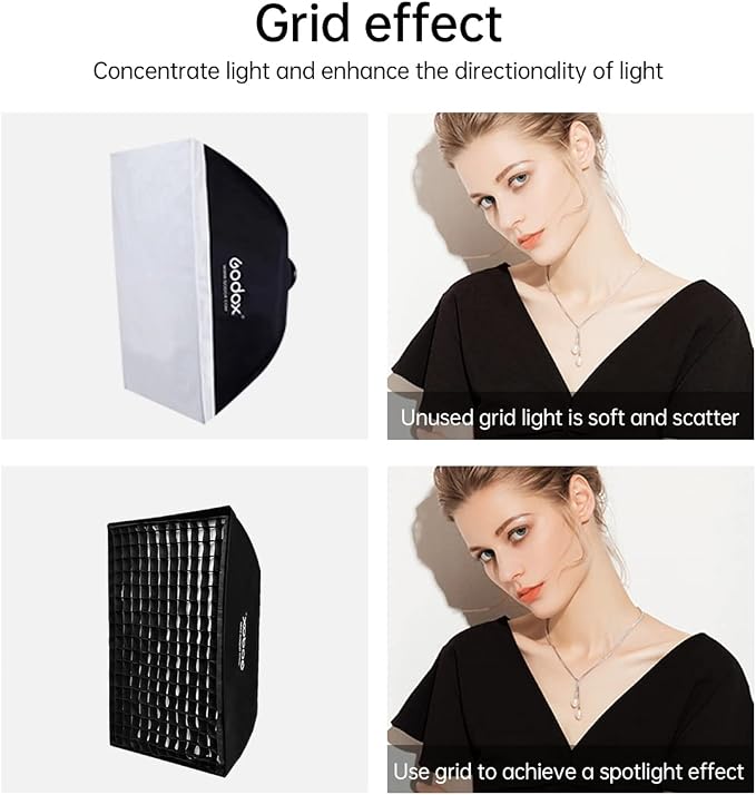 Godox FW60x90CM / 24"x36" Bowens Mount Strip Honeycomb Grid Softbox, Portable - Image 2