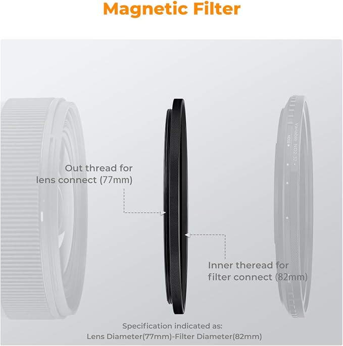 K&F CONCEPT 55-77mm Magnetic Filter Adapter Ring, - Image 3