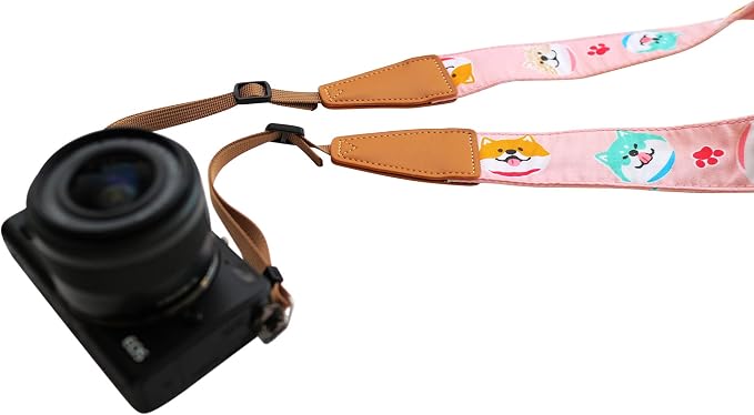 Original Design Personalized Adjustable Camera Strap Pink Shiba Inu, Fit - Image 3