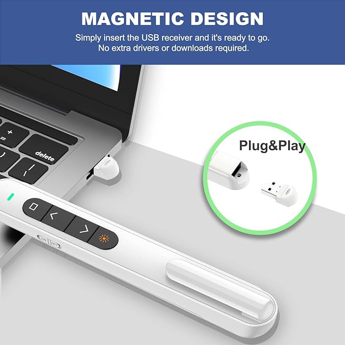 QUI Presentation Clicker with Volume Control, 2.4GHz USB Wireless Presenter - Image 4