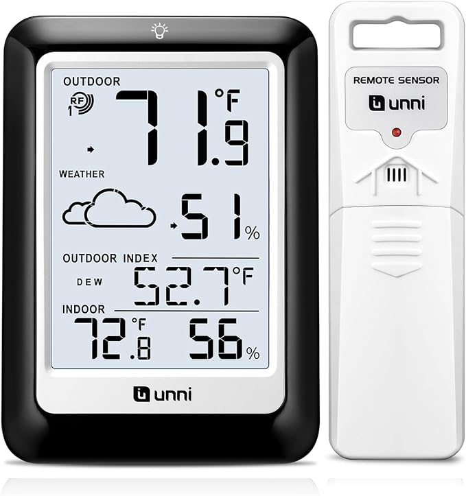 Indoor Outdoor Thermometer Hygrometer Wireless Weather Station, Temperature by UUNNI