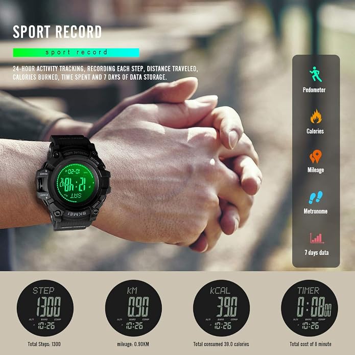 SKMEI Compass Watch Army, Digital Outdoor Sports Watch - Image 7