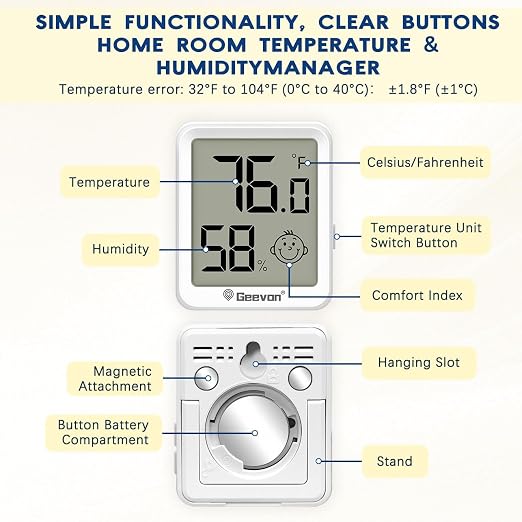Geevon 4 Pack Mini Digital Hygrometer Gauge Indoor Thermometer – LCD Monitor - Image 6