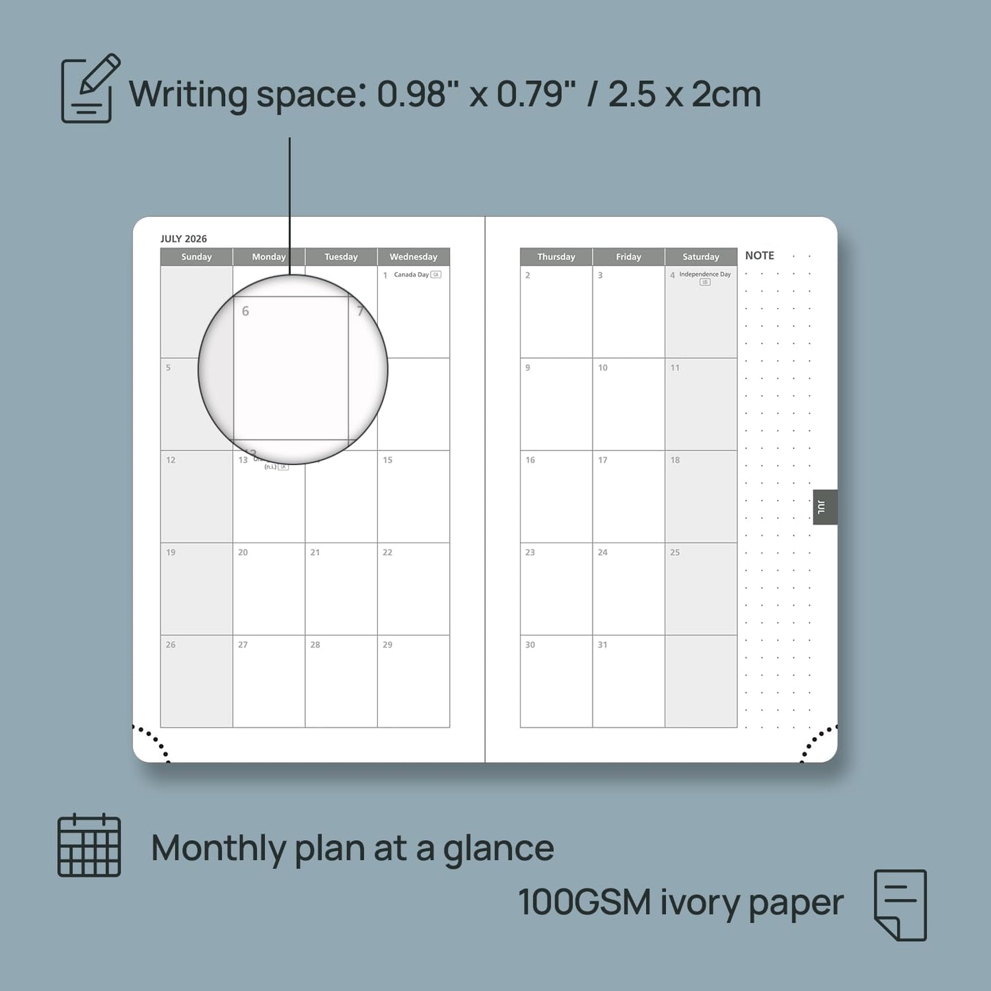 POPRUN Pocket Calendar 2026 (Small Size- 4'' x 6.25") Weekly and Monthly for Purse - Planner 2026 (Jan. 2026 - Dec. 2026) with Vegan Leather Soft Cover, Plastic Ruler, Pen Holder and More - Night Sky Blue