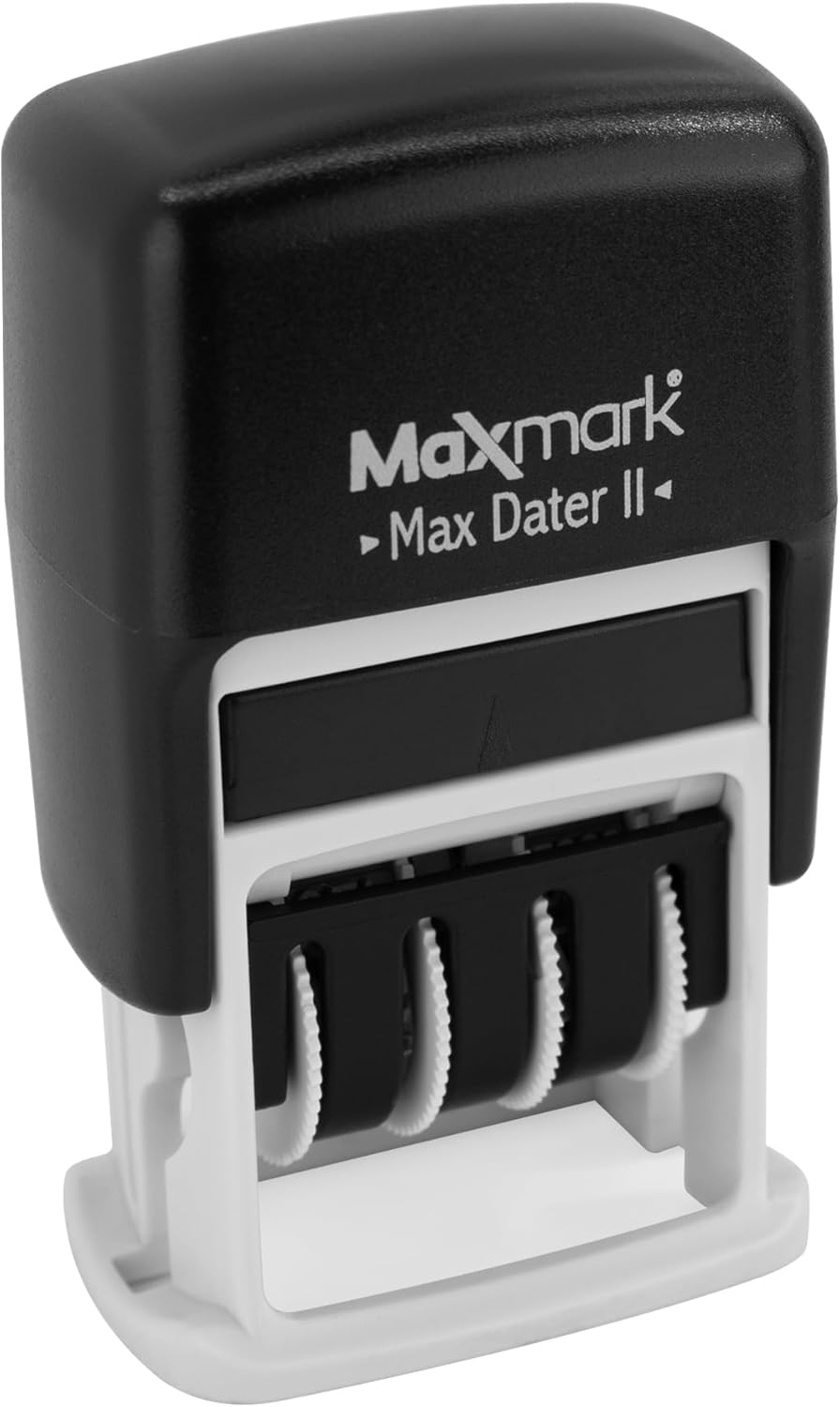 MaxMark Self-Inking Rubber Date Office Stamp with Approved Phrase Blue Ink & Date RED Ink (Max Dater II), 12-Year Band