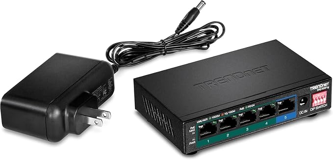 TRENDnet 5-Port Gigabit PoE+ Switch, NDAA + TAA Compliant, Camera DIP Switch by TRENDnet
