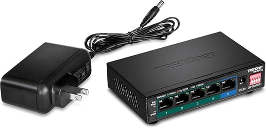TRENDnet 5-Port Gigabit PoE+ Switch, NDAA + TAA Compliant, Camera DIP Switch by TRENDnet
