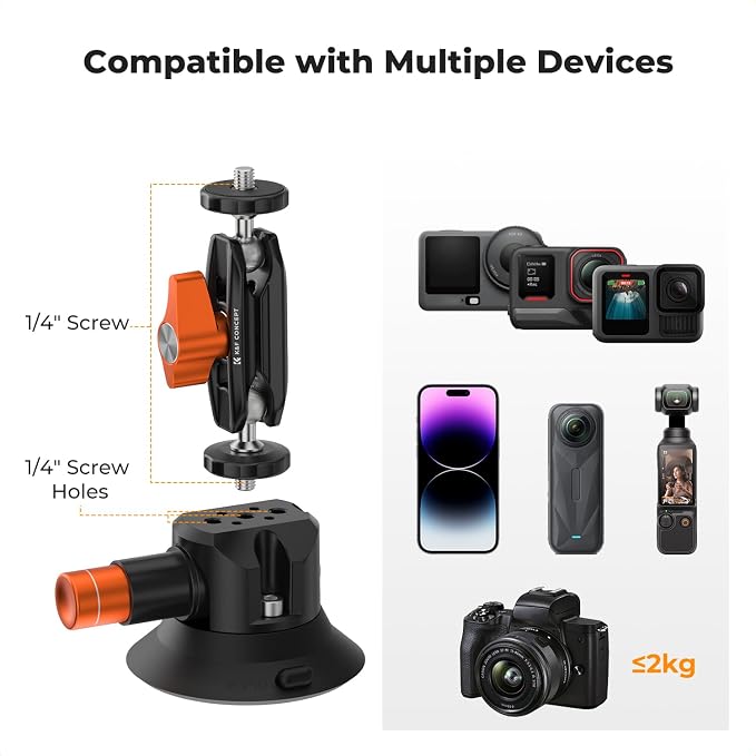 K&F CONCEPT 3" Dual Suction Cup Mount Sets - Image 6