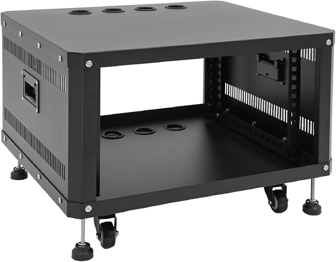 6U Stereo & Studio Rack with Wheels, Open Frame Audio Rack Cabinet, Rolling by Pinelicorn