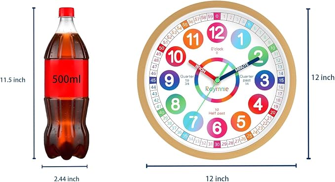 Roymnie Wall Clock Battery Operated 12 Inch Silent Non Ticking Teaching Clock - Image 2