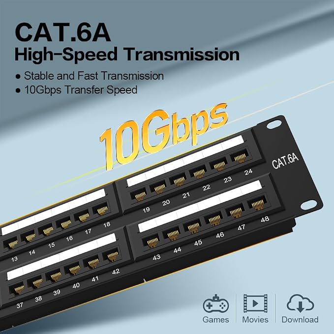 2U 48 Port Patch Panel CAT6A Patch Panel Rack Mount 19inch Ethernet Patch Panel - Image 4