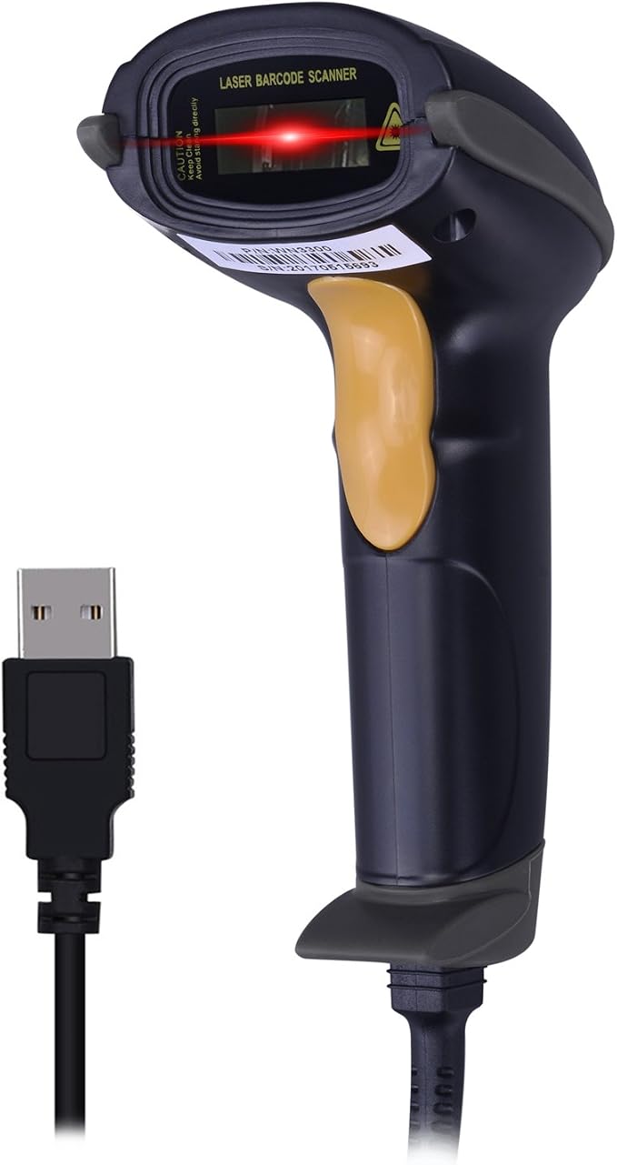 WoneNice USB Laser Barcode Scanner Wired Handheld Bar Code Scanner Reader Black - Image 2