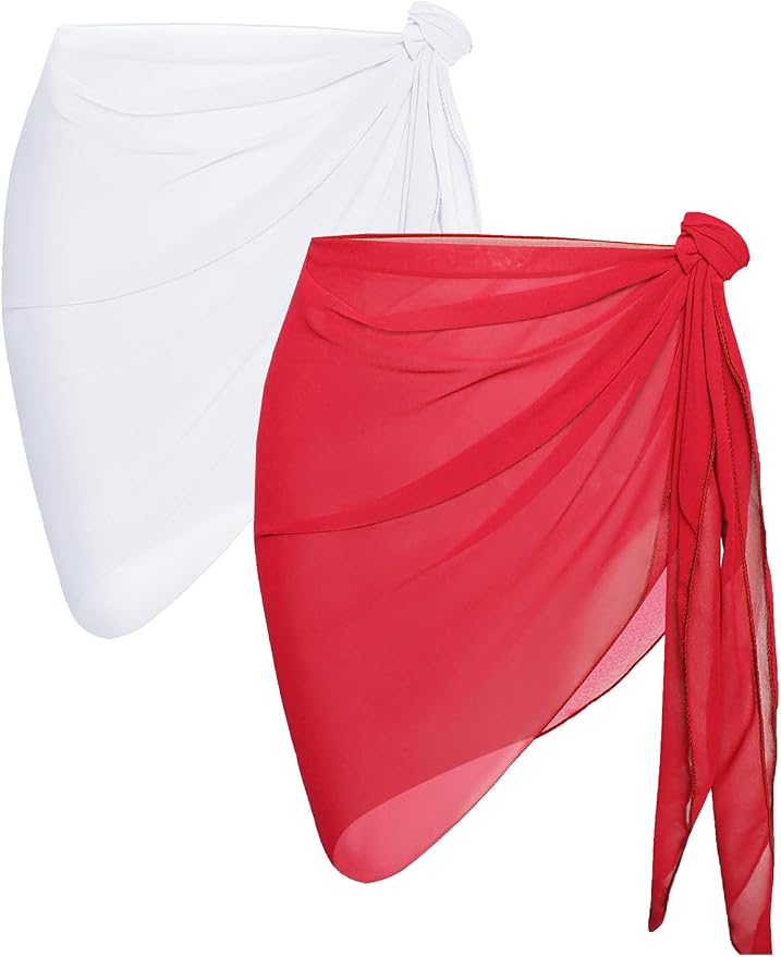CHICGAL 2 Pieces Women Beach Sarong Bathing Suit Wrap Skirt Sheer Bikini by CHICGAL
