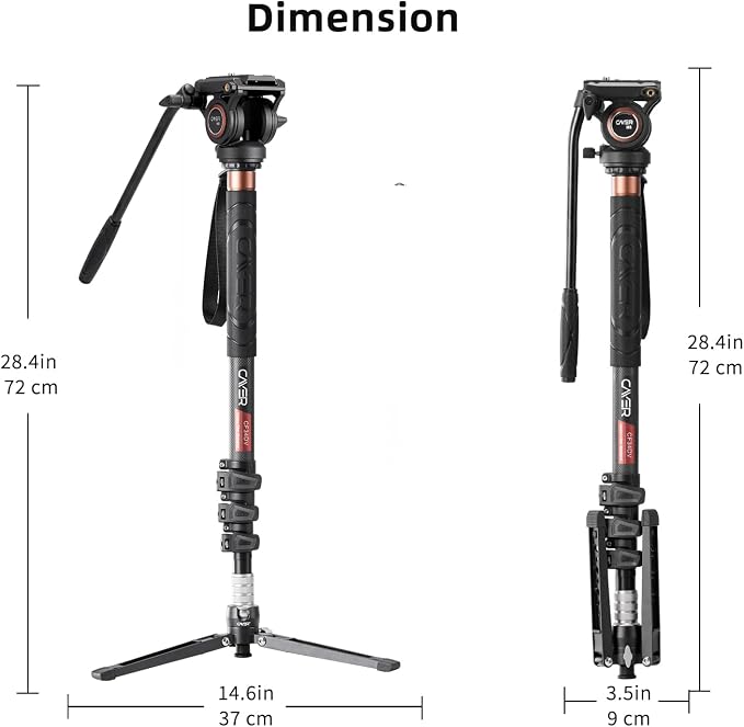 Cayer Monopod Camera Stand, Carbon Fiber Telescopic Monopods Kit - Image 9