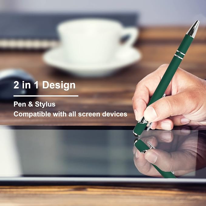 Oddmoal Ballpoint Pen with Stylus Tip, Soft Touch Click Metal Pen, 1.0mm Medium - Image 3
