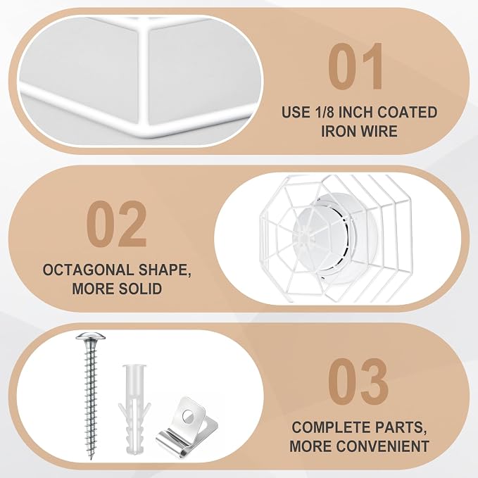 Blulu 2 Pcs Octagonal Smoke Detector Cover Stopper, Smoke Alarm Cage, 8.25 Inch - Image 4