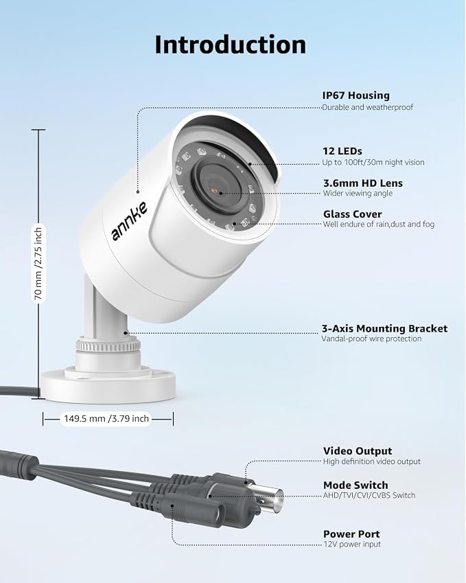 ANNKE 1080p Security Camera 4-in-1 CCTV Bullet Wired Cam, AHD/TVI/CVI/CVBS - Image 8