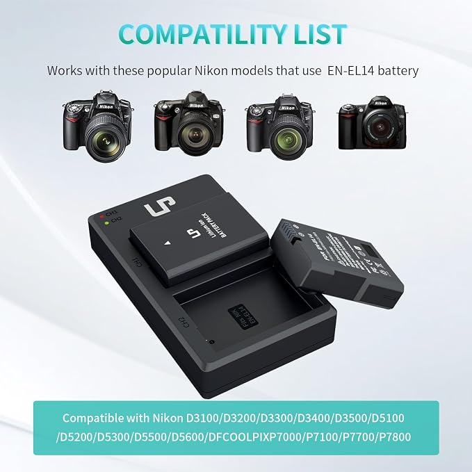 LP EN-EL14 EN EL14a Battery Charger Pack, Compatible - Image 2