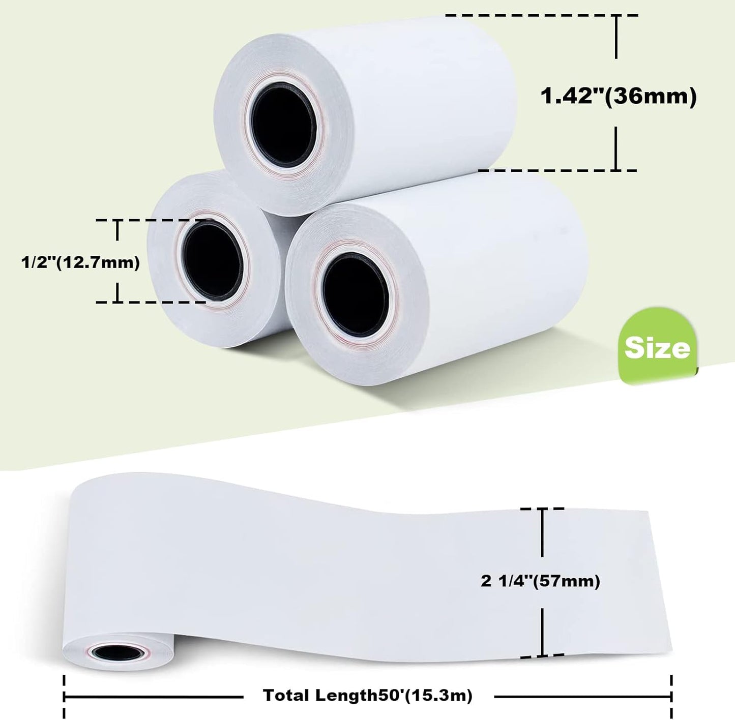 MFLABEL Thermal POS Receipt Paper Rolls - 2 1/4" x 50' (57mm x 15.3m) - 200 Rolls Bulk Pack - High Sensitivity Thermal Paper for Cash Registers, Credit Card Machines & POS Systems - 1/2" Core