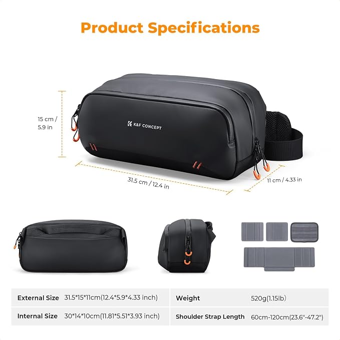 K&F CONCEPT Storage Sling Bag, Vlog Photography Camera Bag, Portable Carrying - Image 8