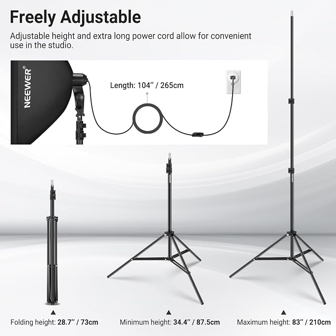 NEEWER 24"x24" 450W Equivalent Softbox Lighting Kit - Image 6