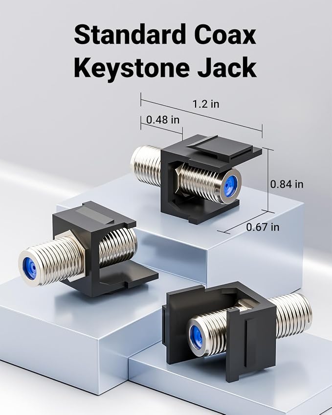 VCE Coax Keystone Jack Insert, 3GHz Nickel-Plated and Black Coaxial Cable - Image 4