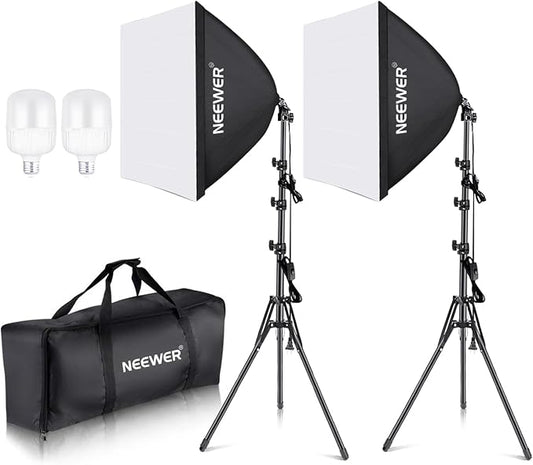 NEEWER 700W Equivalent Softbox Lighting Kit, 24x24 inches Softboxes by Neewer