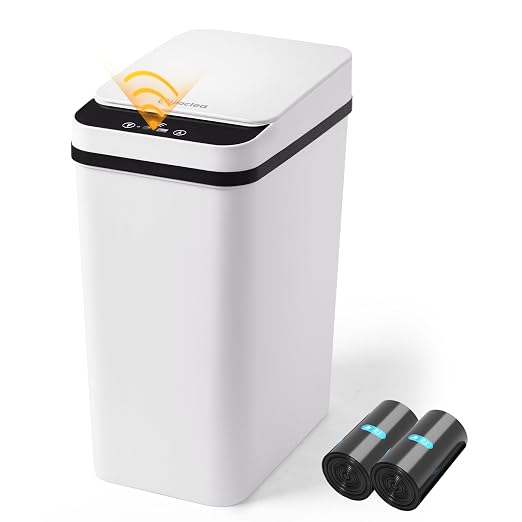 Bathroom Trash Can Automatic Touchless 2.6 Gallon Small Smart Trash Cans by LJIACLEATouchlessTrashCan