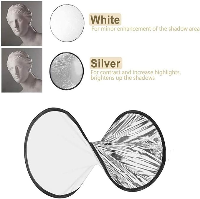 2 in 1 Lighting Reflectors Round Folding Portable 30cm/12inch Camera Photo - Image 5