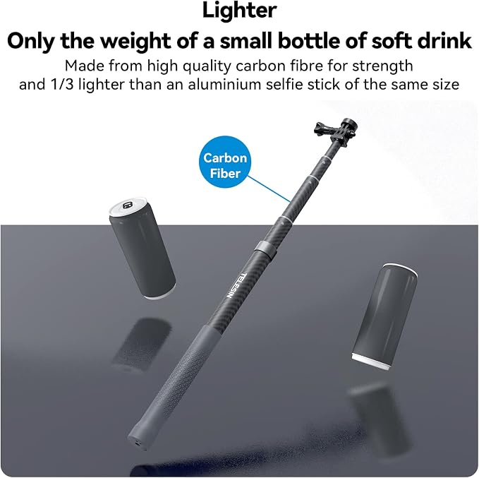 TELESIN G3 Selfie Stick Pole Long Invisible, Carbon Fiber Waterproof Underwater - Image 2