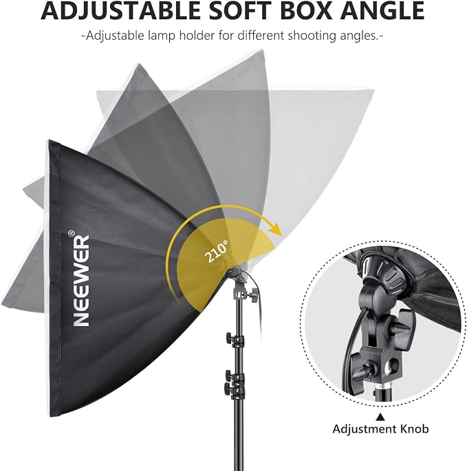 NEEWER 700W Equivalent Softbox Lighting Kit, 24x24 inches Softboxes - Image 2