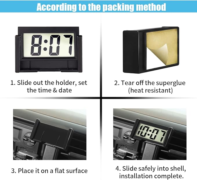 Small Electronic Dashboard Car Time Clock Self-Adhesive Mini Car Electronic - Image 6