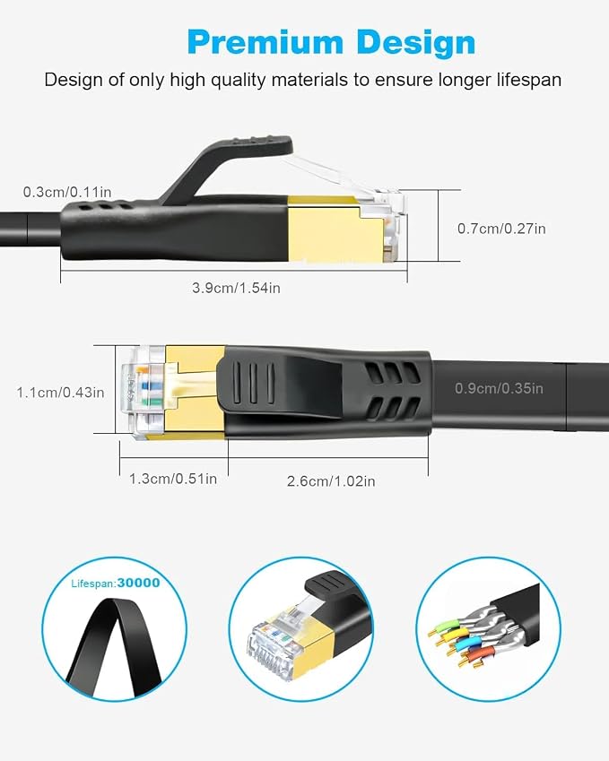 DDMALL CAT 8 Ethernet Cable 100 ft, High Speed 40Gbps 2000MHz Network Internet - Image 6