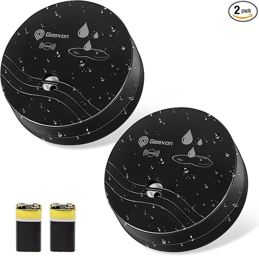 Geevon 2 Pack Water Leak Detectors, 100dB Water Sensor Alarms Flood Detector by GEEVON